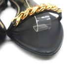 Tom Ford Biker Chain Ankle Strap Flat Sandals Black Leather Size 36.5