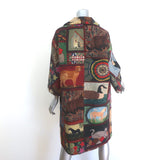Libertine Americana Patchwork Hooked Rug Coat Multi Wool-Blend Size Large NEW