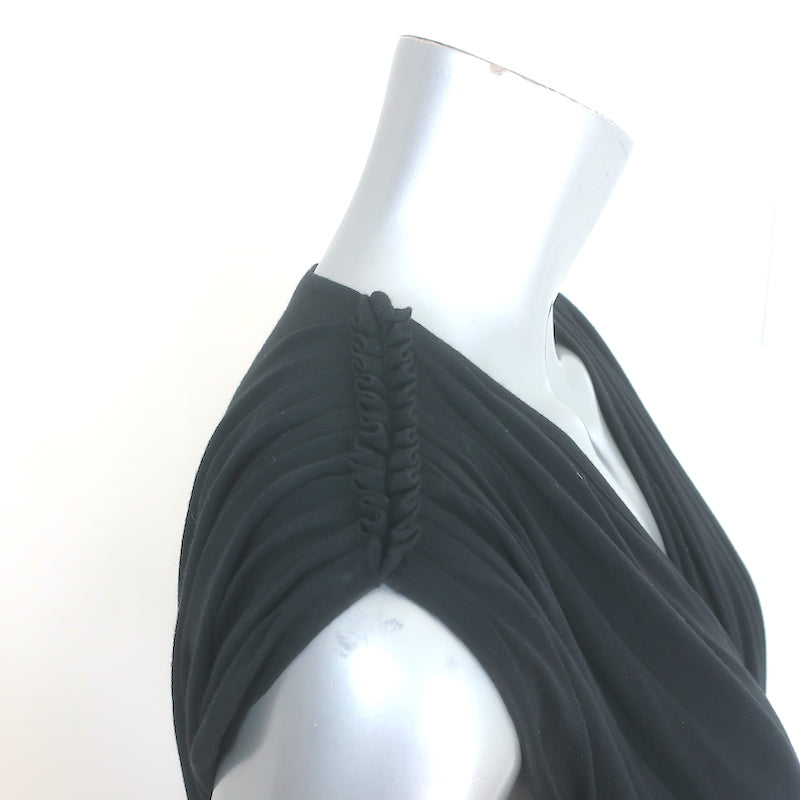 Givenchy Sleeveless Wrap Dress Black Pleated Jersey Size Small
