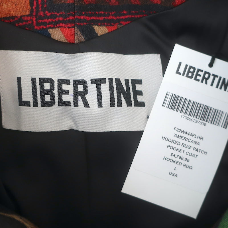Libertine Americana Patchwork Hooked Rug Coat Multi Wool-Blend Size Large NEW