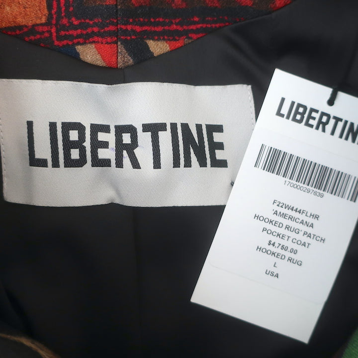 Libertine Americana Patchwork Hooked Rug Coat Multi Wool-Blend Size Large NEW