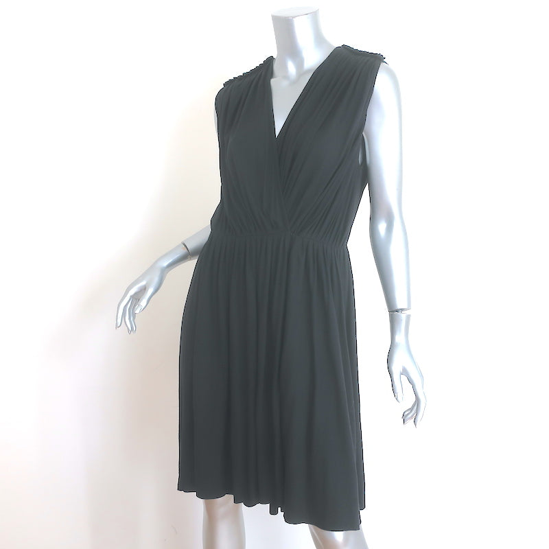 Givenchy Sleeveless Wrap Dress Black Pleated Jersey Size Small