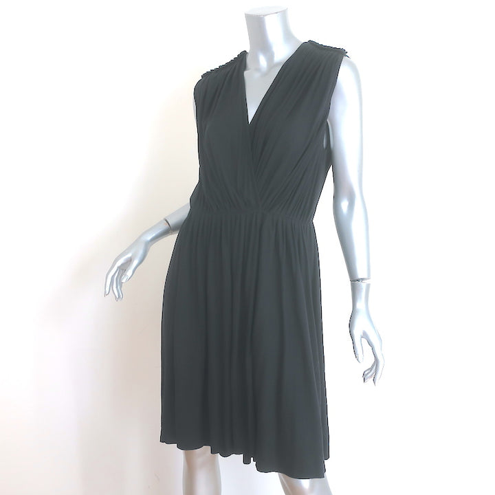 Givenchy Sleeveless Wrap Dress Black Pleated Jersey Size Small