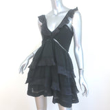 Isabel Marant Etoile Casey Ruffled Mini Dress Black Mesh-Inset Voile Size 36
