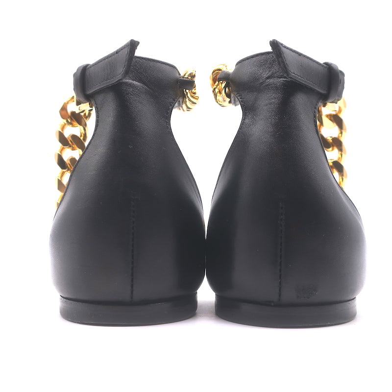 Tom Ford Biker Chain Ankle Strap Flat Sandals Black Leather Size 36.5