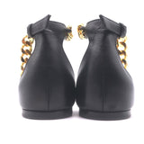 Tom Ford Biker Chain Ankle Strap Flat Sandals Black Leather Size 36.5