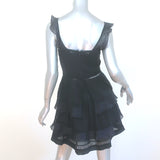 Isabel Marant Etoile Casey Ruffled Mini Dress Black Mesh-Inset Voile Size 36