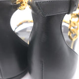 Tom Ford Biker Chain Ankle Strap Flat Sandals Black Leather Size 36.5