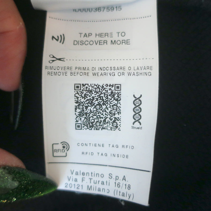 Valentino Macrame Pocket Zip-Up Logo Hoodie Sweatshirt Black Size Small