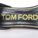 Tom Ford Biker Chain Ankle Strap Flat Sandals Black Leather Size 36.5