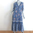 Spell & The Gypsy Zahara Midi Dress Blue Metallic Floral Print Size Extra Small