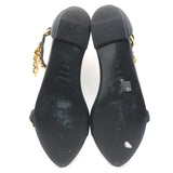 Tom Ford Biker Chain Ankle Strap Flat Sandals Black Leather Size 36.5