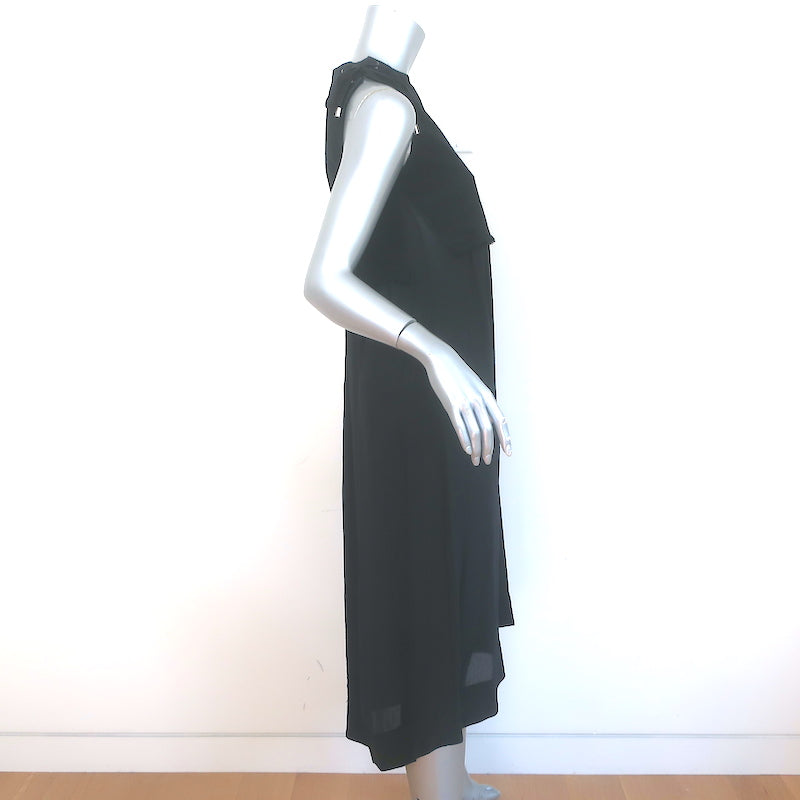 SEA Lace-Up Shoulder Sleeveless Midi Dress Black Cotton &amp; Silk Size 2