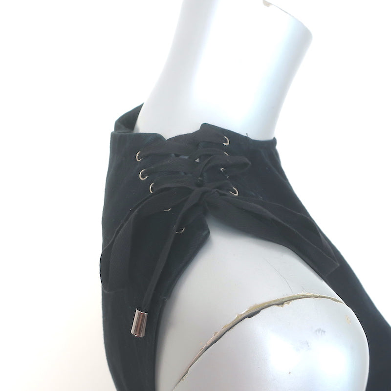 SEA Lace-Up Shoulder Sleeveless Midi Dress Black Cotton &amp; Silk Size 2