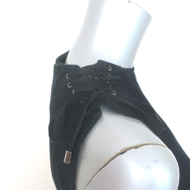 SEA Lace-Up Shoulder Sleeveless Midi Dress Black Cotton &amp; Silk Size 2