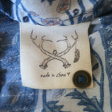 Spell & The Gypsy Zahara Midi Dress Blue Metallic Floral Print Size Extra Small