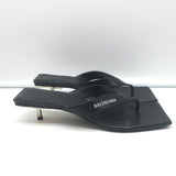 Balenciaga Metal 40 Thong Sandals Black Leather Size 36.5 Flip Flop Heels