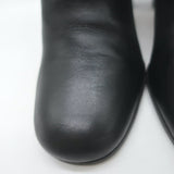 Prada Triangle-Logo Block Heel Ankle Boots Black Leather Size 36.5