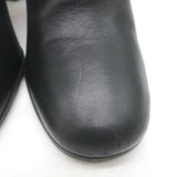 Prada Triangle-Logo Block Heel Ankle Boots Black Leather Size 36.5