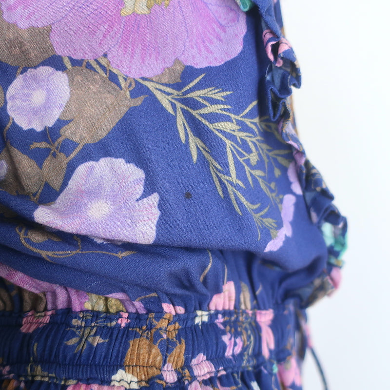 Spell &amp; The Gypsy Wild Bloom Long Sleeve Midi Dress Blue Floral Print Size Small