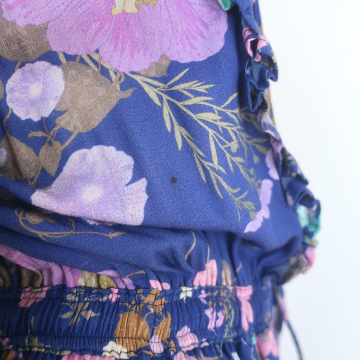 Spell &amp; The Gypsy Wild Bloom Long Sleeve Midi Dress Blue Floral Print Size Small