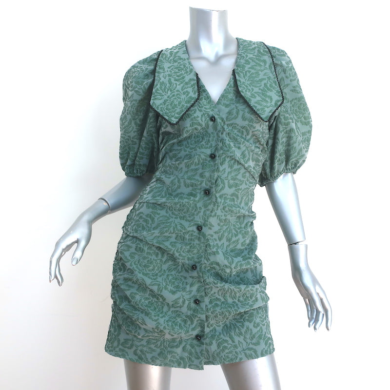 GANNI floral-jacquard minidress - Green GANNI floral-jacquard minidress - Green