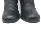 Prada Triangle-Logo Block Heel Ankle Boots Black Leather Size 36.5