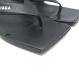 Balenciaga Metal 40 Thong Sandals Black Leather Size 36.5 Flip Flop Heels