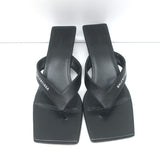 Balenciaga Metal 40 Thong Sandals Black Leather Size 36.5 Flip Flop Heels
