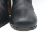 Prada Triangle-Logo Block Heel Ankle Boots Black Leather Size 36.5