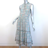 Ulla Johnson Tie-Neck Sleeveless Midi Dress Cream Floral Print Cotton Size 2 NEW