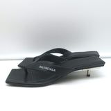 Balenciaga Metal 40 Thong Sandals Black Leather Size 36.5 Flip Flop Heels