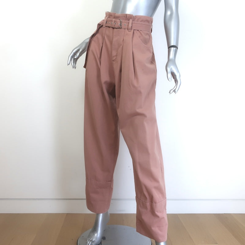 Rachel Comey Irolo Paperbag Waist Belted Pants Blush Cotton Twill Size 4