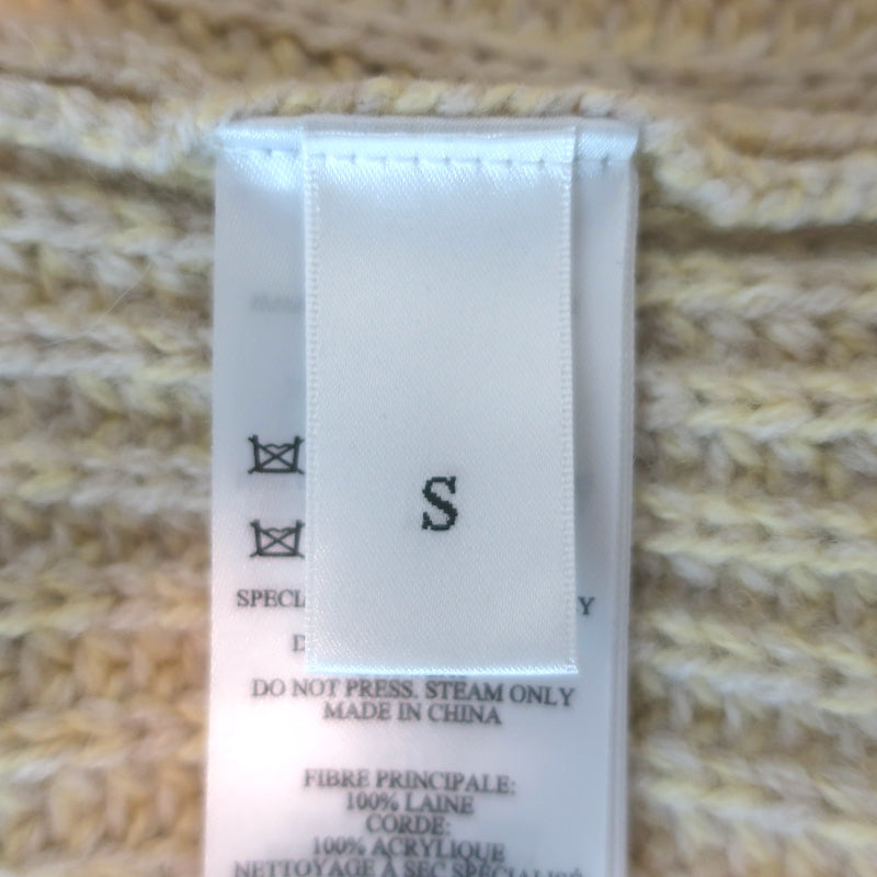 Victoria Beckham cord-gathered ribbed wool sweater in oatmeal, size S — pre-owned authentic designer piece