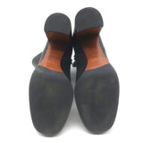 Prada Triangle-Logo Block Heel Ankle Boots Black Leather Size 36.5