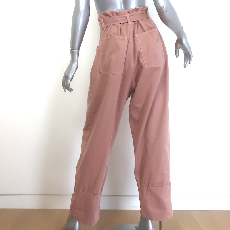 Rachel Comey Irolo Paperbag Waist Belted Pants Blush Cotton Twill Size 4
