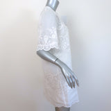 Isabel Marant Ruthel Short Sleeve Mini Dress White Embroidered Ramie Size 36