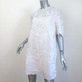 Isabel Marant Ruthel Short Sleeve Mini Dress White Embroidered Ramie Size 36