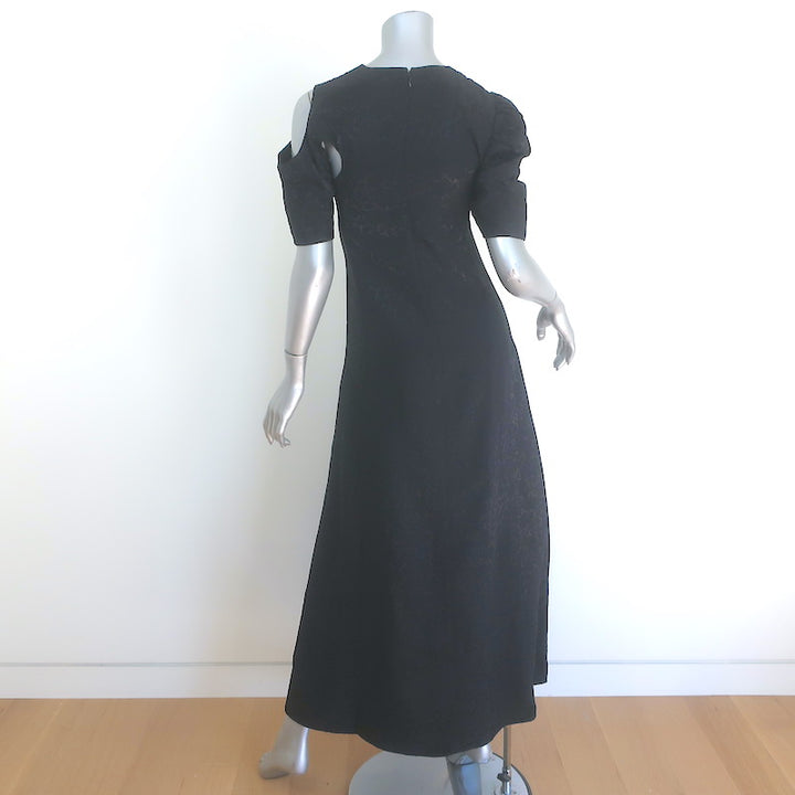 Celine Phoebe Philo Cutout Floral Jacquard Maxi Dress Black Satin Size 36 NEW