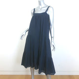 Jenni Kayne Summer Dress Navy Cotton-Linen Size Extra Small Tiered Midi NEW