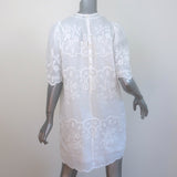 Isabel Marant Ruthel Short Sleeve Mini Dress White Embroidered Ramie Size 36