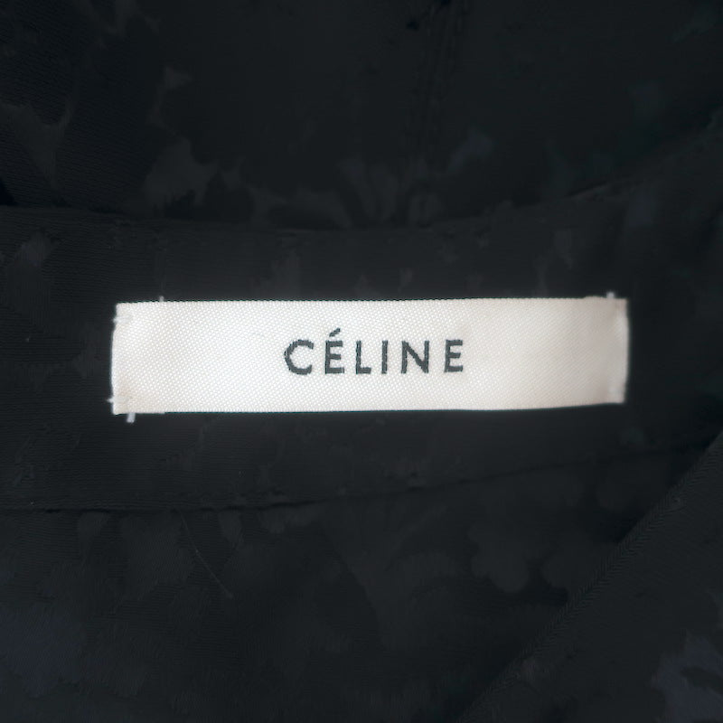 Celine Phoebe Philo Cutout Floral Jacquard Maxi Dress Black Satin Size 36 NEW