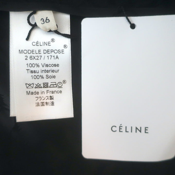 Celine Phoebe Philo Cutout Floral Jacquard Maxi Dress Black Satin Size 36 NEW