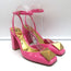 Valentino One Stud Ankle Strap Pumps Hot Pink Patent Leather Size 36.5
