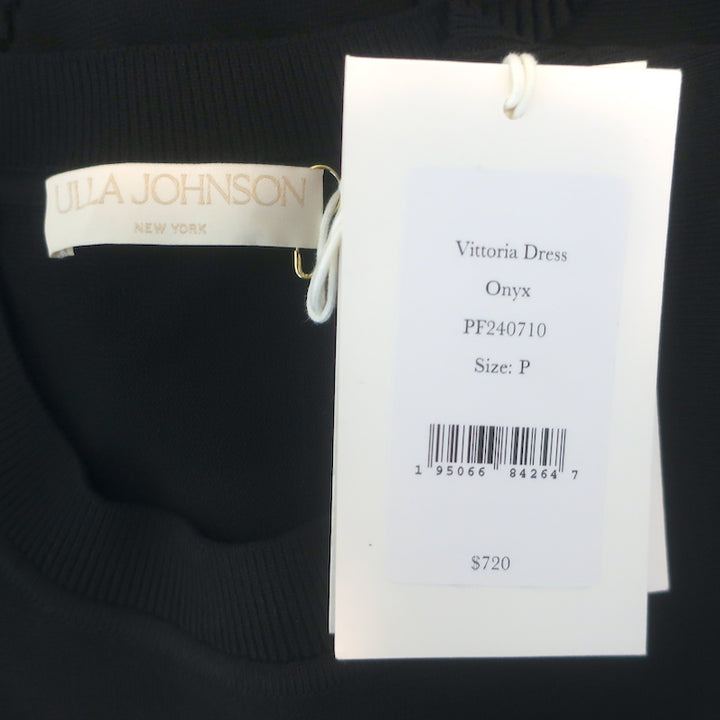 Ulla Johnson Vittoria Fringe Dress Black Stretch Knit Size Petite NEW