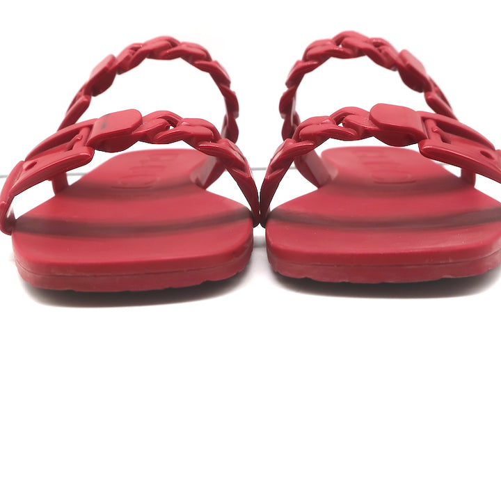 Gucci Teena Rubber Chain Link Slides Red Size 37 Flat Jelly Sandals