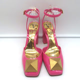 Valentino One Stud Ankle Strap Pumps Hot Pink Patent Leather Size 36.5