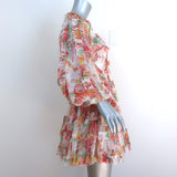 Zimmermann Ruffled Mini Dress Mae Floral Print Silk Chiffon Size 0P Long Sleeve