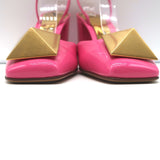 Valentino One Stud Ankle Strap Pumps Hot Pink Patent Leather Size 36.5