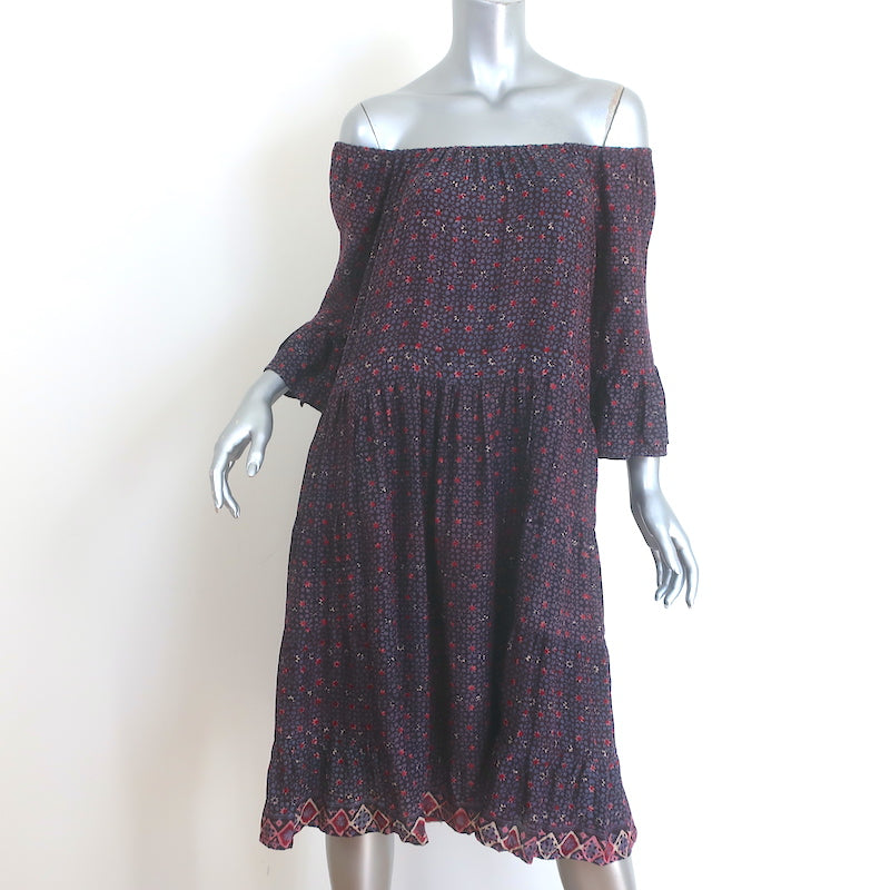 Natalie Martin Mesa Bell Sleeve Tiered Dress Purple Floral Print Silk Size Small Natalie Martin Mesa Bell Sleeve Tiered Dress Purple Floral Print Silk Size Small